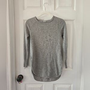 Halogen Wool Cashmere Blend Gray Women's Round Hem Sweater